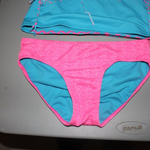 Blue & Pink 2 Pcs justice Swimsuit Size 14 - Picture 3 of 10